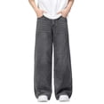 thumbnail image 2 of Mifsaly Boys Wide Leg Jeans Teen Baggy High Waist Denim Pants Relaxed Fit Going Out Casual Streetwear with Pockets, 2 of 6