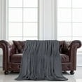 thumbnail image 3 of PiccoCasa All-Season Flannel Fleece, 1 Piece Twin(59' x 78')Blanket, Dark Gray, 3 of 8