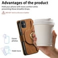 thumbnail image 4 of Compatible with Magsafe, Magnetic 2 in 1 Detachable Wallet Case for iPhone 11, with Credit Card Slots Men Women, PU Leather RFID Blocking Flip Kickstand with Finger Ring, Brown, 4 of 11