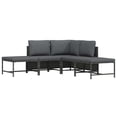 thumbnail image 3 of vidaXL 5 Piece Garden Sofa Set with Cushions Grey Poly Rattan, 3 of 5