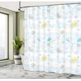 thumbnail image 5 of Ambesonne Maritime Shower Curtain, Crabs and Seashells, 69"Wx75"L, Blue and Yellow, 5 of 5