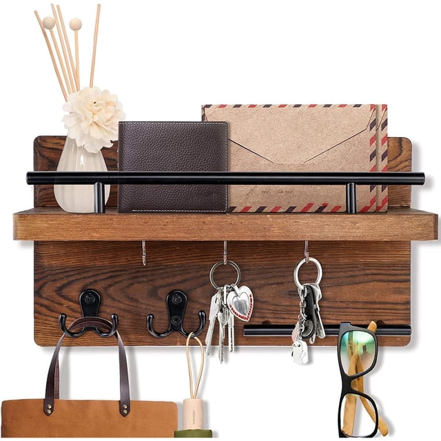 Soporte de Pared para Llavero, Porta Llaves, Colgador Llaves con Ganchos para Llaves y Manilla, Organizador de Lllaves Montado en la Pared y Organizador de Correo, Decoración de Pared
