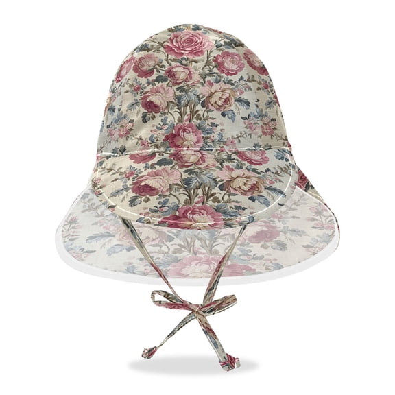 YAZAOO Sun Hat Wide Baby Summer Sun Protection Vintage Floral Textile in Pastels Printed Hat