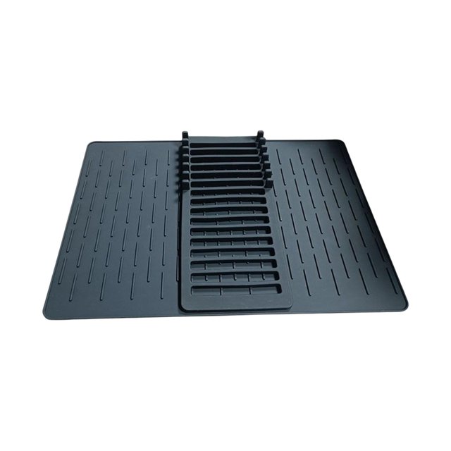 Tapete escurridor de platos de silicona para encimera conjunto negro