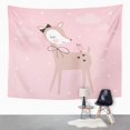 thumbnail image 2 of REFRED Brown Cute Pretty Deer Bird Pink Bambi Doe Wall Art Hanging Tapestry Home Decor for Living Room Bedroom Dorm 60x80 inch, 2 of 2