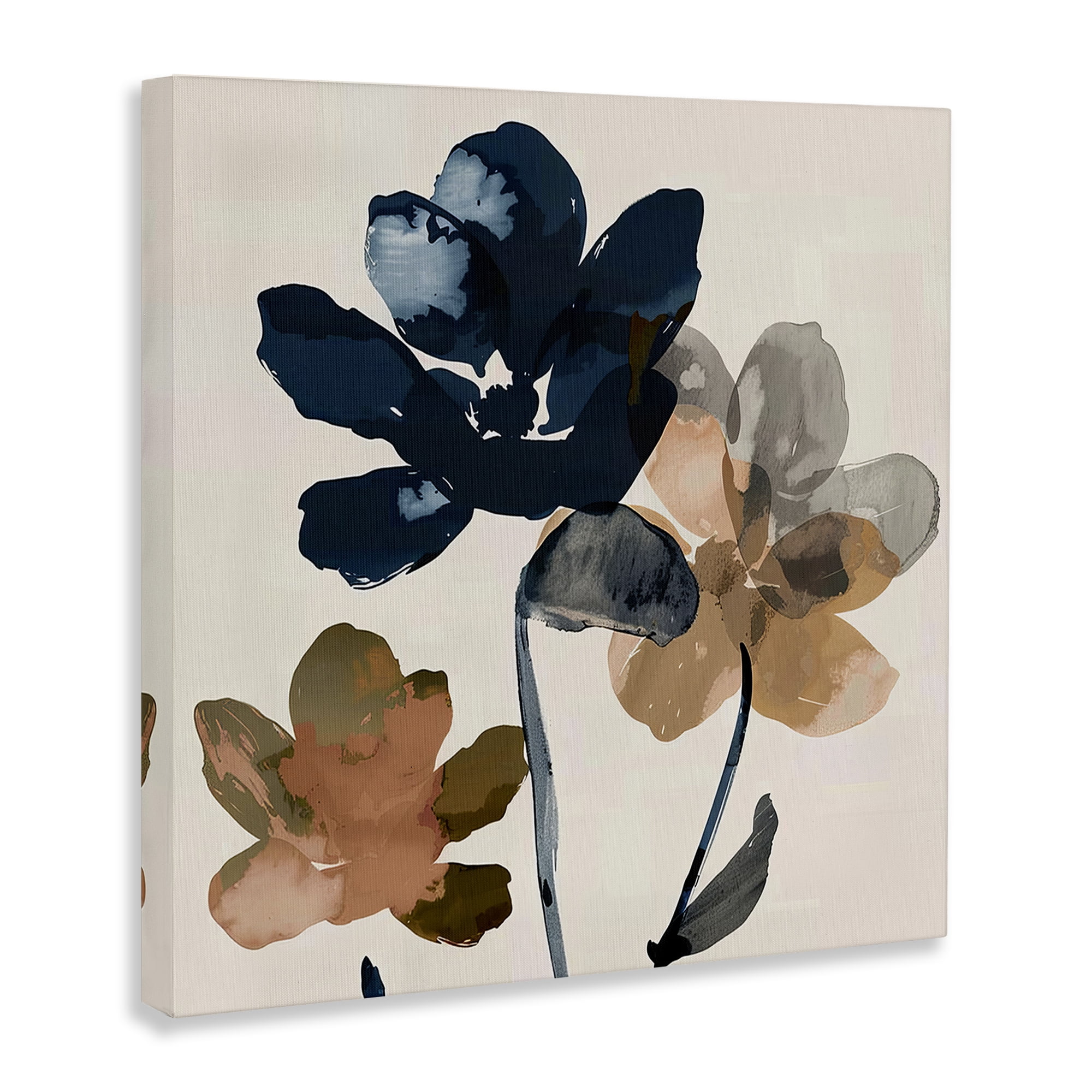 Stupell Industries Abstract Earth Tone Blooms Plants & Flowers Painting Wrapped Canvas Art Print Wall Art, 17 x 17