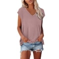 thumbnail image 3 of QATAINLAV 90 pour Cent de Réduction en Liquidation, Hauts d'Été pour Femmes 2025 Tendance Décontracté Manches Courtes Tunique Col en V Ample Rouge Melon D\'eau L, 3 of 9