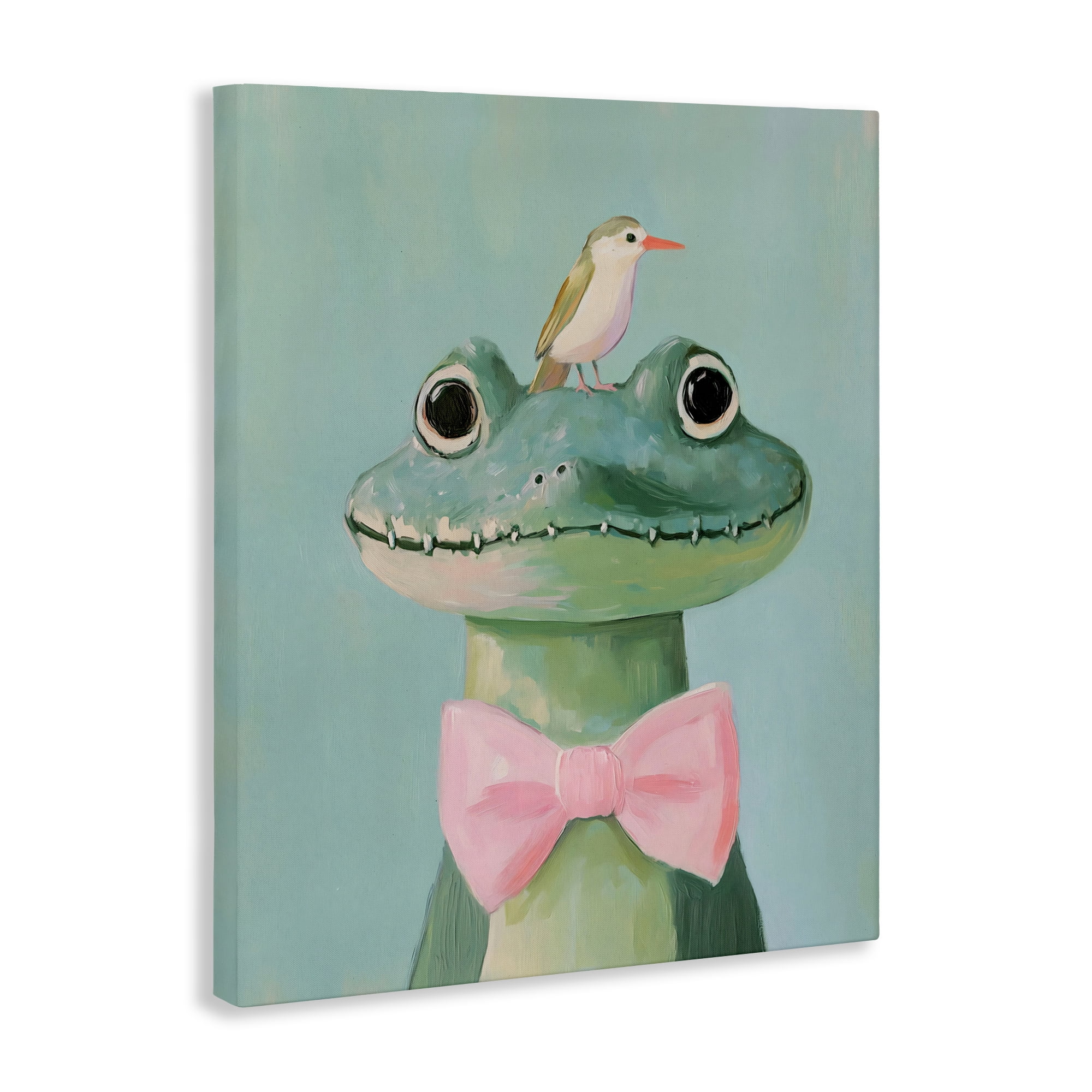 Stupell Industries Crocodile & Bird with Bowtie Canvas Wall Art, design by The Prints Vibe