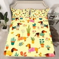 thumbnail image 2 of Dachshund Flat Fitted Sheet Full,Groovy Flower Floral Bed Sheets Gifts for Dog Lovers,Kawaii Sausage Dog Bedding Set,Lovely Dog Top Sheet,Soft Lightweight, 2 of 6