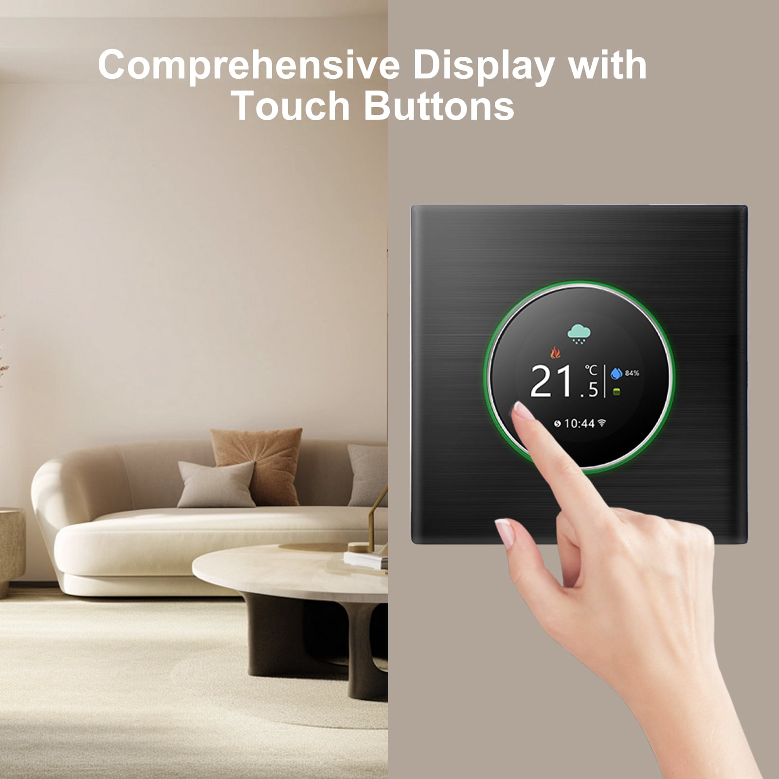 BIMZUC Smart WiFi Thermostat Electric Floor Heating Controller 16A Digital Temp Control ±1°C Accuracy Color LCD 95-240V (3.4 inches / 8.6 cm) Black