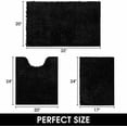 thumbnail image 3 of Black Bathroom Rugs Sets 3 Piece, Butter Chenille Rugs and Mats, Shaggy, Absorbent, Non Slip, Luxury, Shiny, Washable Bath Mat for Bathroom, Shower, 3 of 7