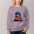 thumbnail image 2 of Women's  Crew Neck Pullover Cozy Clothes Autumn Winter-Cool Cat Print, 2 of 16
