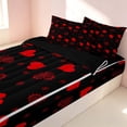 thumbnail image 2 of Erosebridal Lovely HeartsZipper Twin Comforter Sets with Fitted Sheet and 2 Pillowcases, Romantic Love Zipper Bedding Set, Black Reversible, Black Red, Black Reversible, 2 of 7