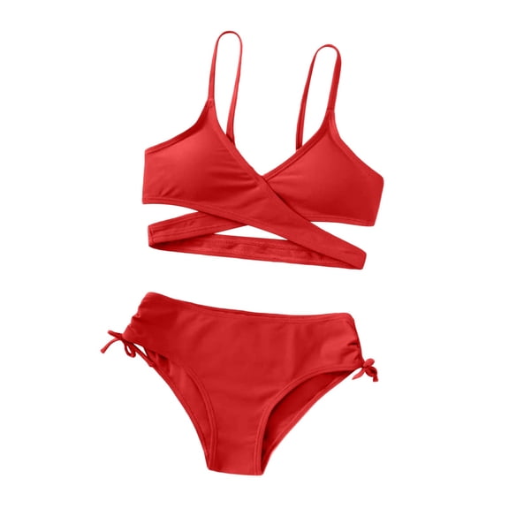 Shadoumai Girls Swimsuits Size 10-12 Ribbed Bikini Sets for Girls 10-12 Adjustable Strap Girls Tankini Swimsuit 2-Piece Rash Guard Ruffle Bathing Suit