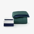 thumbnail image 4 of The Premium Dorm Essentials Value Pack in Hunter & Blue, 27-Piece College Dorm Bedding Twin XL Comforter Set Including Bonus Mattress Topper, 2 Pillows, Storage and 100% Cotton Towel Sets, by Dawn, 4 of 9