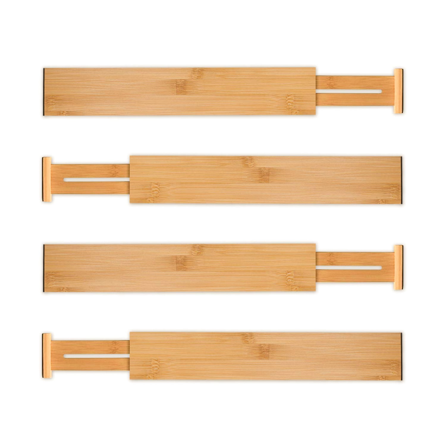 Utoplike 4pcs Bamboo Drawer Dividers 31.1cm-43.8cm Adjustable Drawer Organiser, 