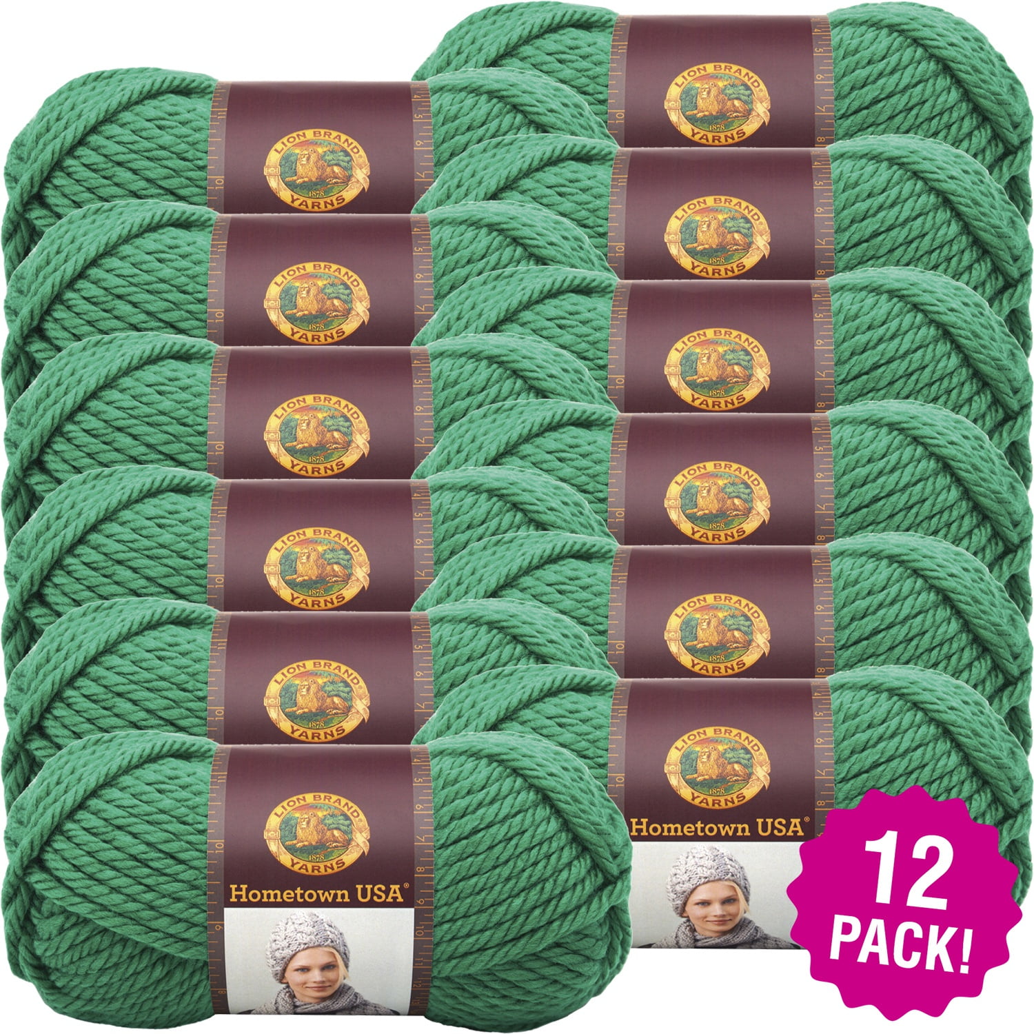 3Pk Lion Brand 135-130 Hometown USA Yarn-Green Bay Green