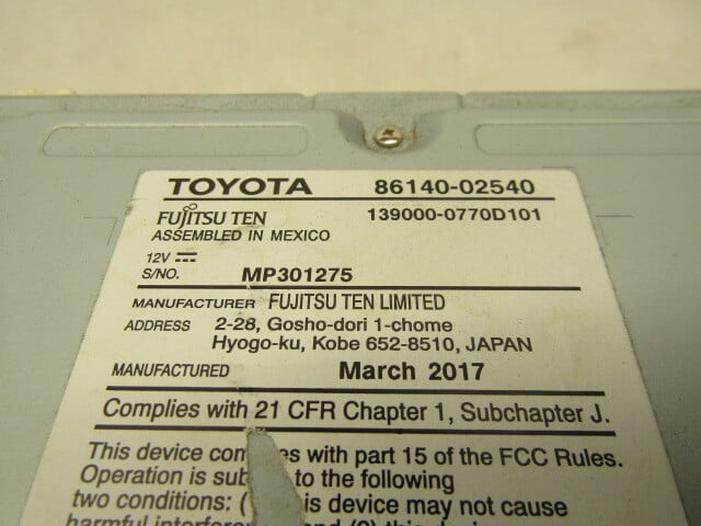 Pre-Owned 17 18 19 Toyota Corolla AM FM CD Display Radio Receiver OEM LKQ - Verify Specific Vehicle Fitment In Description - (Good)