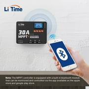LiTime 30A MPPT Bluetooth 12V/24V/Auto DC Input Solar Charge Controller Adjustable LCD Display