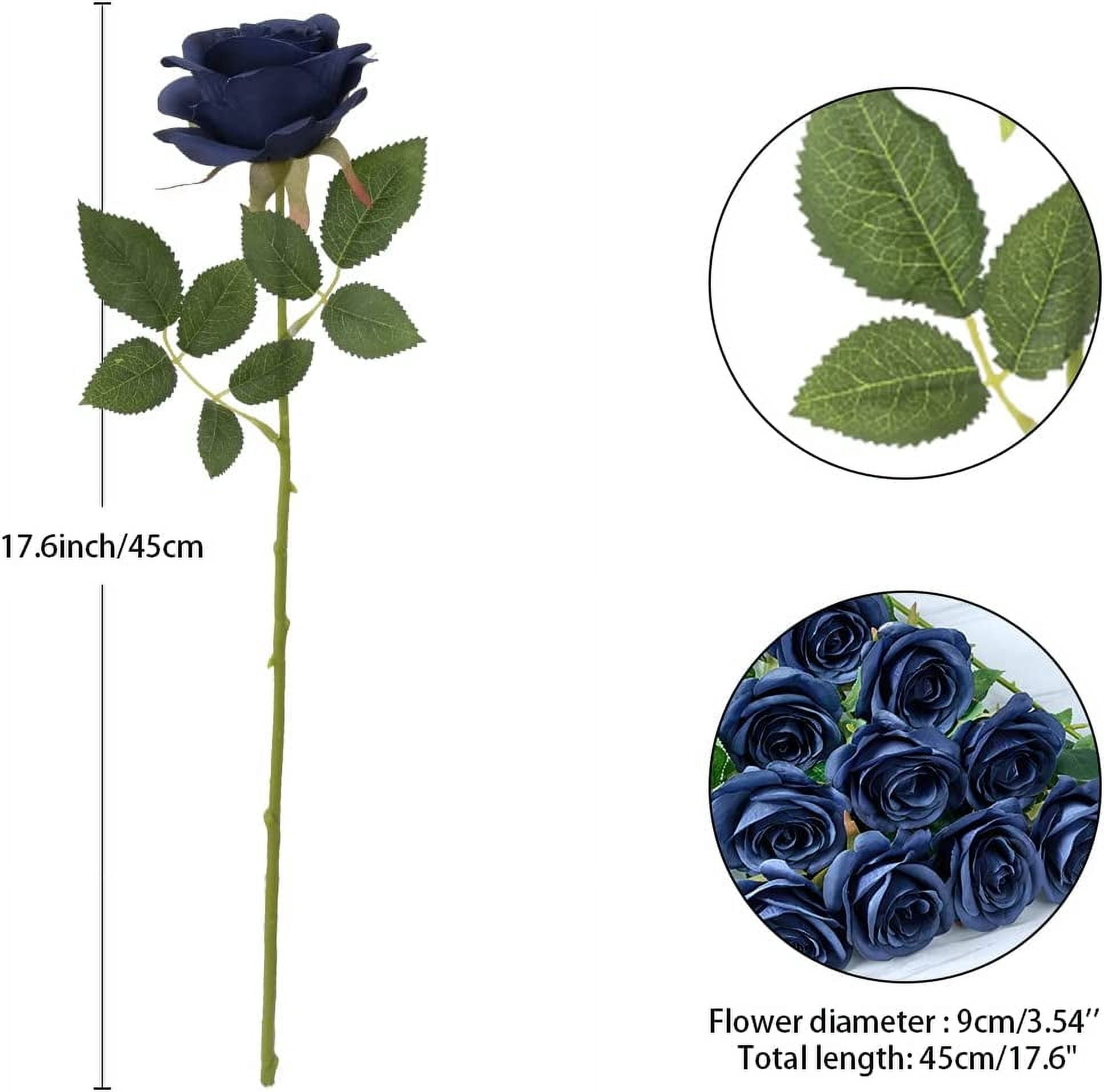 12PC Black Roses Artificial Flowers Fake Roses Silk Realistic Roses Bouquet Flowers with Long Stems for Wedding Home Party Centerpieces Decorations