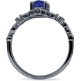thumbnail image 6 of Art Deco Marquise Filigree Engagement Ring Blue Sapphire Cubic Zirconia Black Tone 925 Sterling Silver, Size 6, 6 of 7