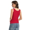 thumbnail image 3 of Women Banded Bottom Tank Tops Ribbed V Neck Sleeveless Casual Tops Summer Loose Fit Shirts, 3 of 6
