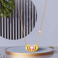 thumbnail image 4 of 18k Yellow Gold Plated Double Love Hug Women Jewelry Clavicle Necklace (Pink), 4 of 6