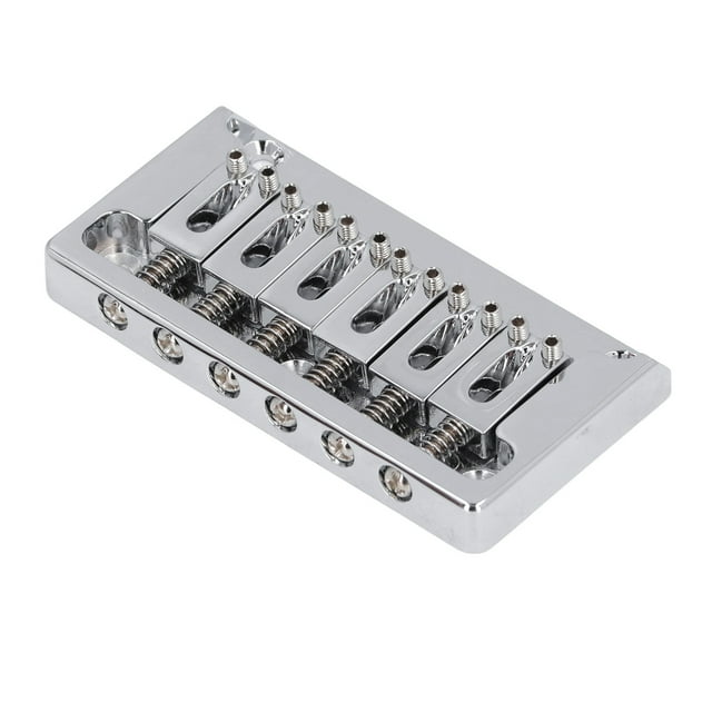 Electric Guitar Bridge Kit, 6 String Electric Guitar Bridge Kit Fixed Hardtail Bridge Brass Through Body Non Tremolo Guitar Bridge with Wrench for ST or for TL Style Guitars