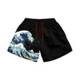 thumbnail image 4 of Men Beach Shorts Elastic Waist Anime Shorts Haman Print Male Streetwear Casual Loose Black Shorts, 4 of 6