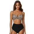 thumbnail image 2 of MKLEKYY Trajes De Baño Mujer Women High Waisted Bikini Sexy Push Up Two Piece Swimsuits Vintage Swimsuit Two Piece Retro Ruched High Waist Print Bikini Set 2737, 2 of 6