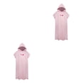 thumbnail image 1 of Minnieouse Albornoz a prueba de viento de secado rápido de microfibra de manga corta para hombres y mujeres con capucha de Color sólido albornoz Rosa claro 2piezas, 1 of 6
