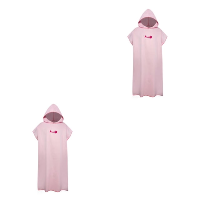 Minnieouse Albornoz a prueba de viento de secado rápido de microfibra de manga corta para hombres y mujeres con capucha de Color sólido albornoz Rosa claro 2piezas