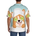 thumbnail image 3 of Pofeuu Corgi With Towel Ans Slice Cucumber Print Mens Casual Short Sleeve Shirts Beach Summer Spread Collar Pocket Tops Men's Casual Short-sleeved Shirt-3X-Large, 3 of 5