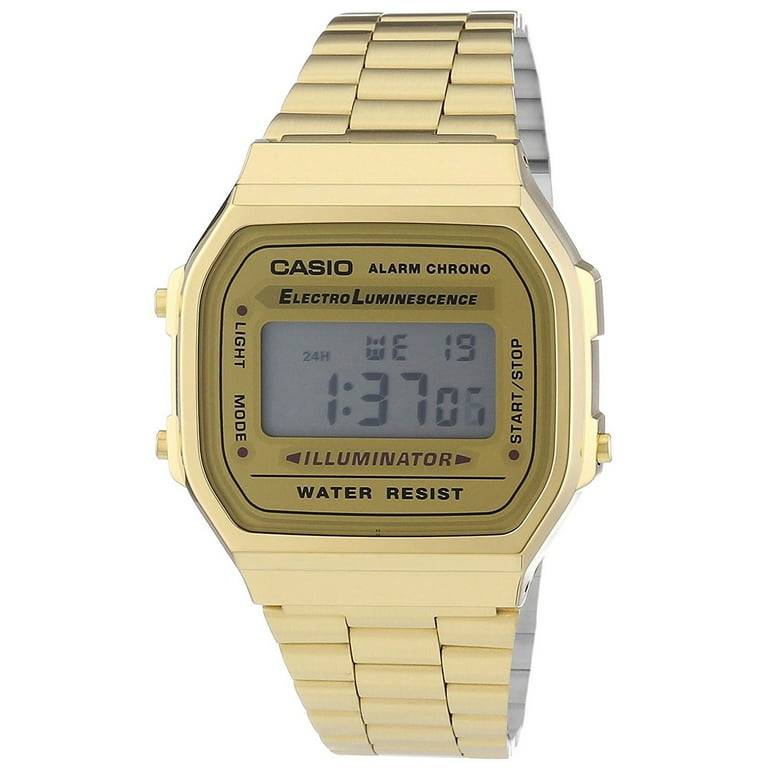 forbundet trone Vant til Casio Men's 'Vintage' Digital Illuminator Gold-Tone Stainless Steel Watch  A168WG-9 - Walmart.com