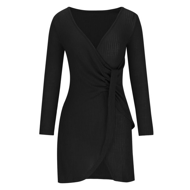Ichuanyi liquidación femenina invierno casual de invierno cross cross irregular cintura de manga larga vestimenta ICHUANYI WER202308183378