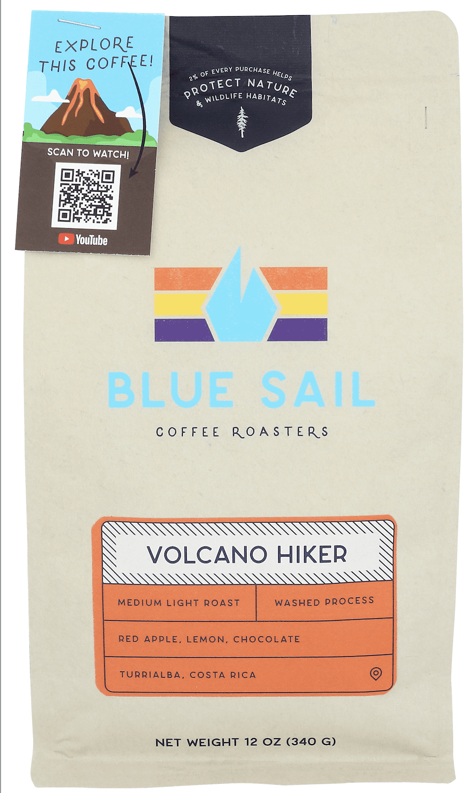 Blue Sail Coffee - Volcano Hiker, Whole Bean, Medium Roast, 12oz