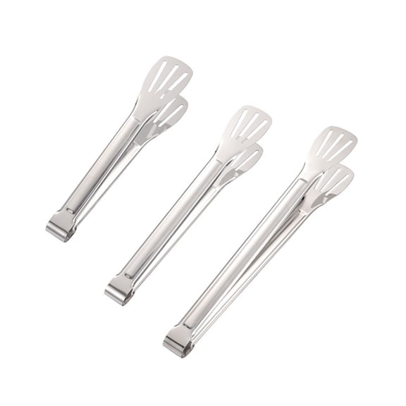Stainless Steel BBQ Tongs with 3-Prong Design | 304 Grade Heat-Resistant Food Tongs for Grilling & Baking | Non-Slip Kitchen Clamps
