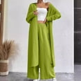 thumbnail image 2 of Annhoo Womens Fall Outfits 2 Piece Long Sleeve Lapel Button Tunics and High Waist Wide Leg Trousers Lounge Sets, 2 of 6
