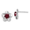 thumbnail image 1 of 925 Sterling Silver Rhodium-plated Floral Created Ruby Post Earrings; for Adults and Teens; for Women and Men, 1 of 3