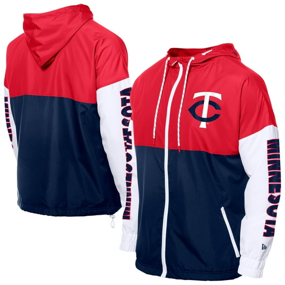 Men's-New Era  Navy/Red Minnesota Twins Color Block Full-Zip Hoodie Windbreaker