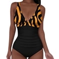 thumbnail image 6 of qucoqpe One Piece Swimsuit for Women Fashion Print‌ Gathering Bathing Suit Slim Mesh Wraps Ruched Swimwear, 6 of 6