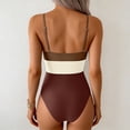 thumbnail image 4 of UTSJKR Women's Color Block Athletic One-Piece Swimsuit, Racerback Boyleg Bathing Suit for Lap Swimming and Water Sports Brown S, 4 of 6