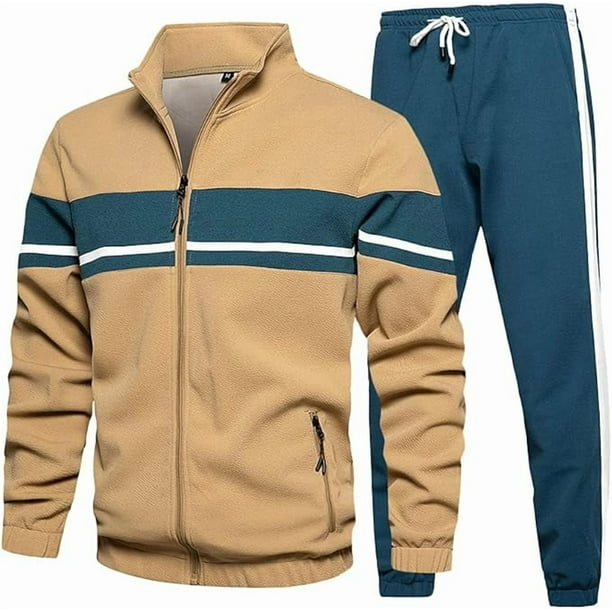 Conjunto de chándal para hombre, pantalones, cremallera completa, informal, para correr, gimnasio, chaqueta con bolsillos