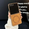thumbnail image 2 of Allytechgroup Magnetic Faux Leather Case For Samsung Galaxy Z Flip 7, TPU Anti-Scratch Shock-Absorbent Flip Cover, Slim Protective Magnetic Back Shell for Samsung Galaxy Z Flip 7, Brown, 2 of 3