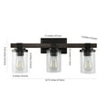 thumbnail image 3 of JONATHAN Y Bungalow 22.75" 3-Light Iron/Seeded Glass Rustic Farmhouse LED Vanity Light, Oil Rubbed Bronze, 3 of 8