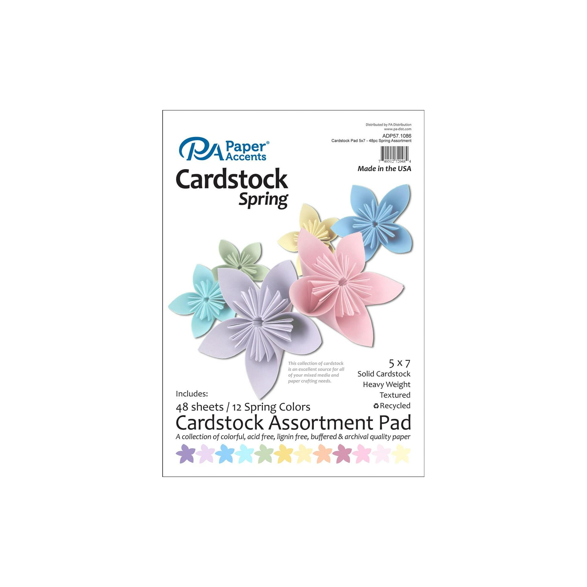 Accent Design Paper Accents Cardstock Pad Spring Assortment 5x7 48pc 5x7 Cardstock Card Stock 5 x 7 5x7 Cardstock Paper Paper Card Stock for Invitations