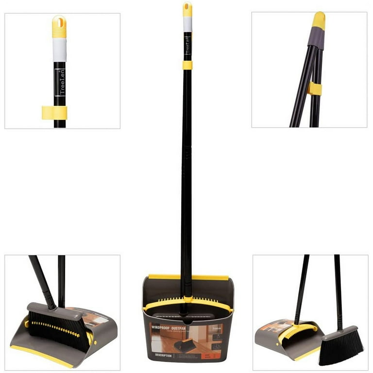 VerPetridure Long Handle Broom and Dustpan Set for Home,Upright Dust Pan  with 43 Long Handle Broom Combo Set for Home Kitchen Office Lobby Floor