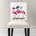 thumbnail image 3 of Summer Flamingo Chair Covers Set of 6 Green Slippers Blue Hat Beach Ocean Chair Back Covers Stretch Removable Washable Chairs Slipcovers Chair Protector for Dining Room Kitchen Party Decor, 3 of 5