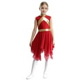 thumbnail image 3 of iiniim Kids Girls Dance Contrast Color Sleeveless High Low Dress Dancewear Burgundy 8, 3 of 7