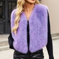thumbnail image 5 of Ayolanni Women's Faux Fur Vest Solid Sleeveless Open Front Jackets Cropped Warm Winter Outerwear with Pockets Purple XXXL, 5 of 5